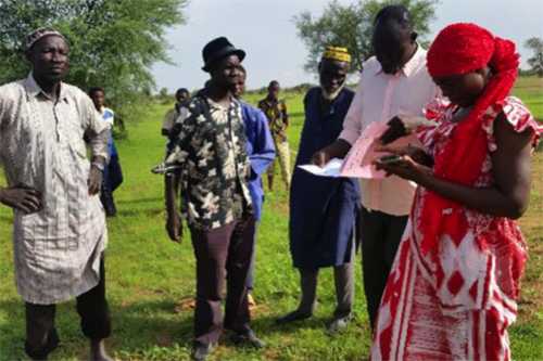 A digital mapping tool called MAST helps surveyors like Fatimata Ouédraogo collect data about farm land and natural resources quickly and on site. [photo: ONF-BF]